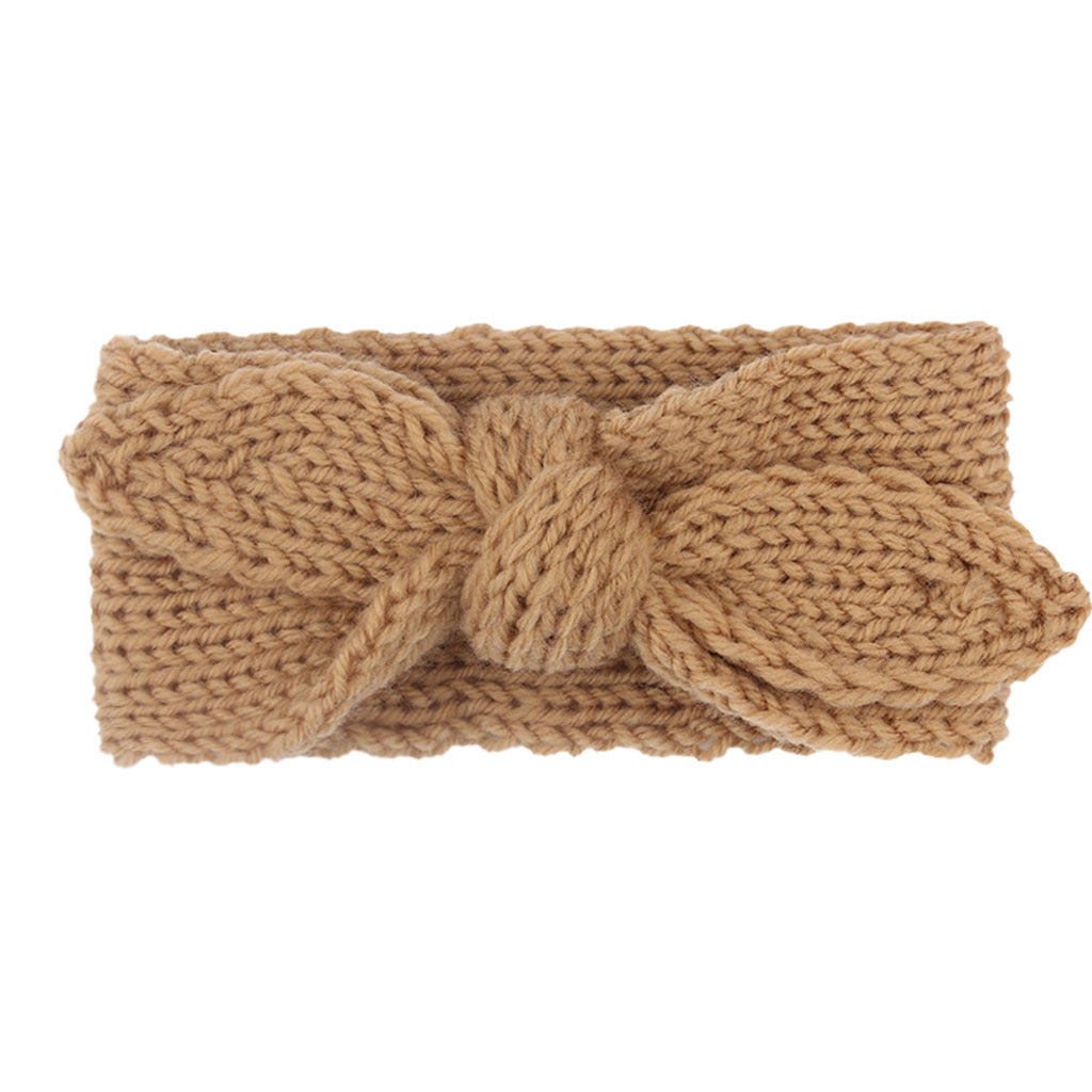 Baby Winter Solid Big Bow Fish Knit Wool Headband