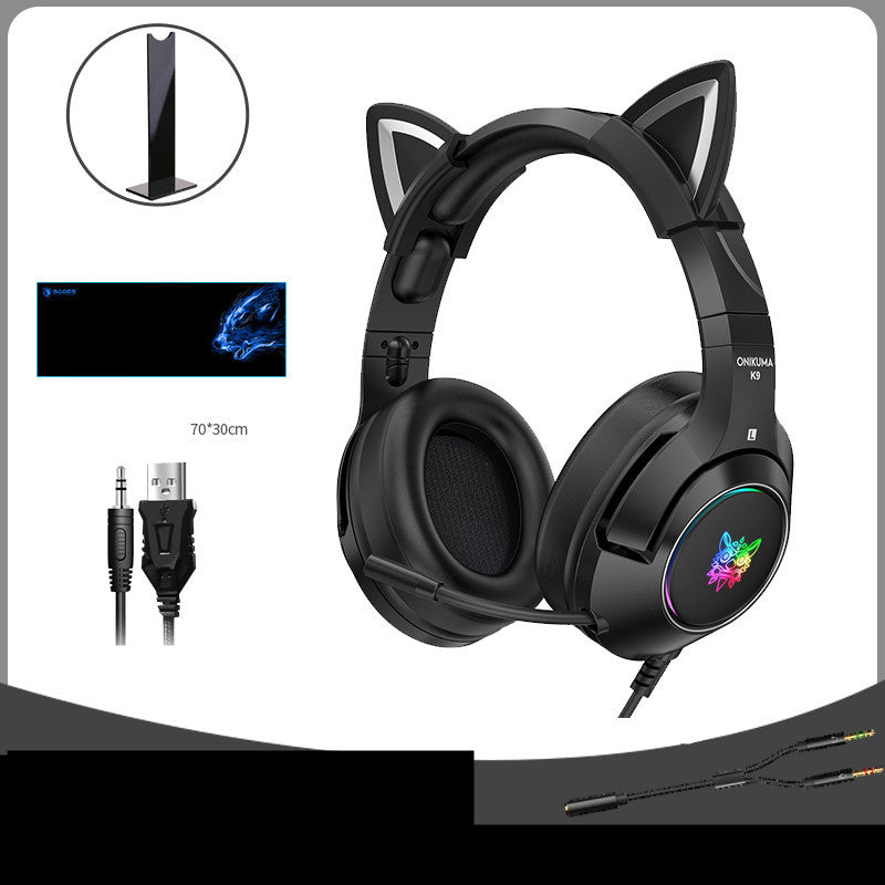 Head-Mounted Wired Gaming Headset with Microphone for PC