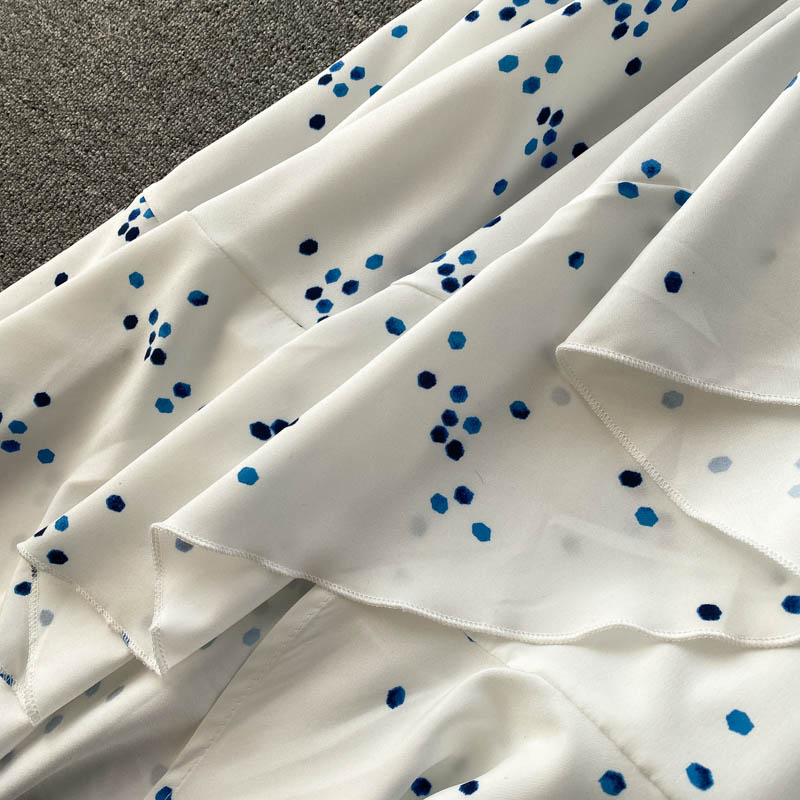 French Dress Goddess Danya White Polka Dot Lace-Up S-XL