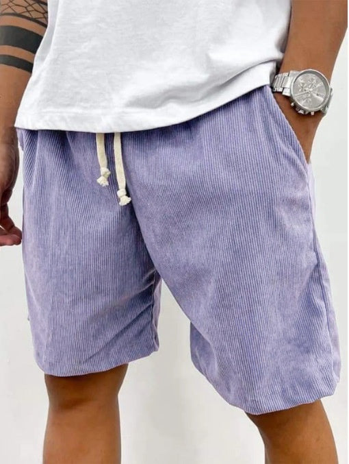 Men's Corduroy Drawstring Shorts with Pockets – Casual Summer Pants