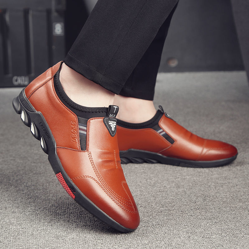 Mens Leather Business Shoes Spring Flat Heel PU Upper