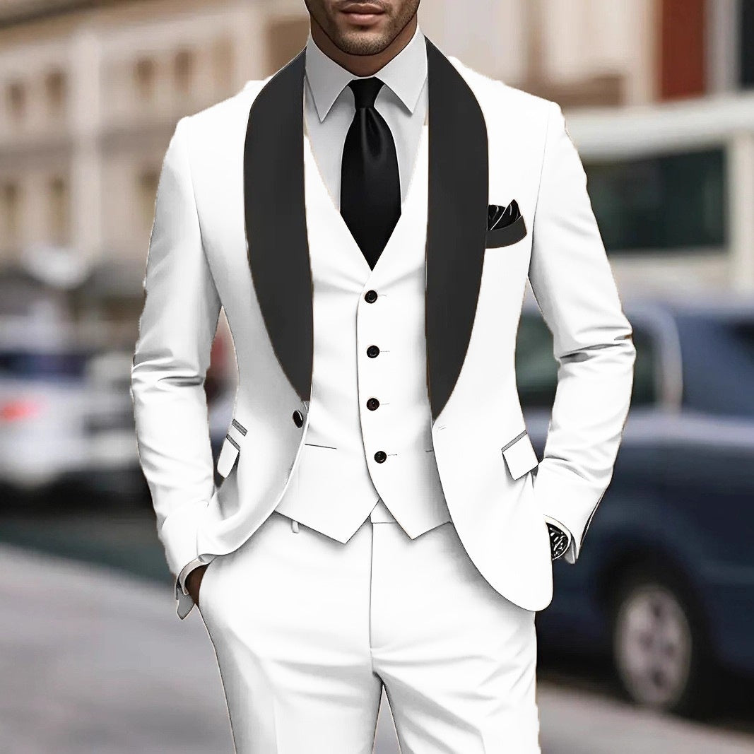 Men's Slim Fit Business Casual Three-Piece Suit