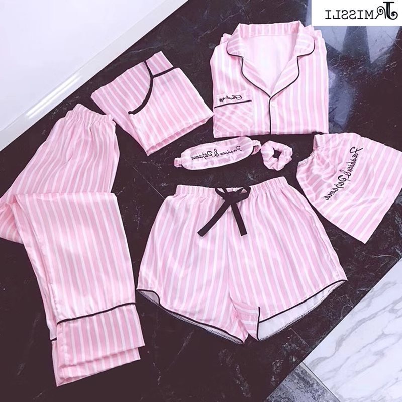 Ensemble de pyjama pour femme en soie et fourrure de lapin, coloris rose
