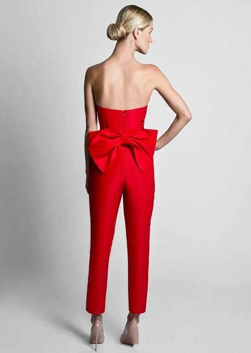 Robe de soirée-combinaison rouge
