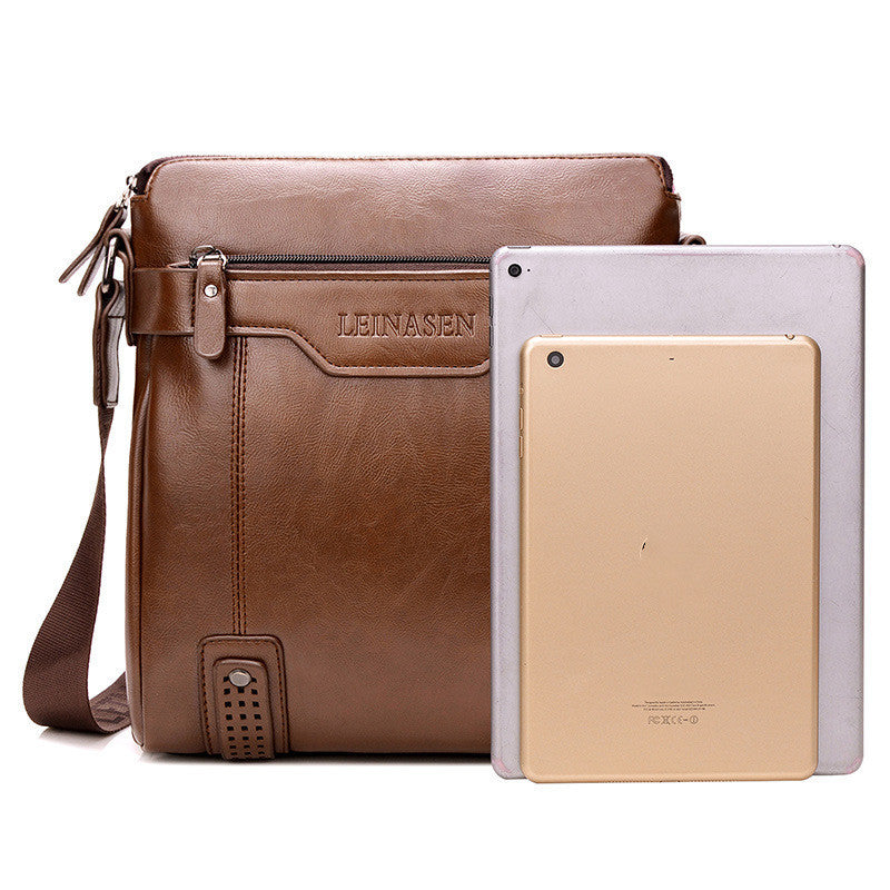 Men's Soft Polyester Lined Messenger Shoulder Bag with Zipper Closure
