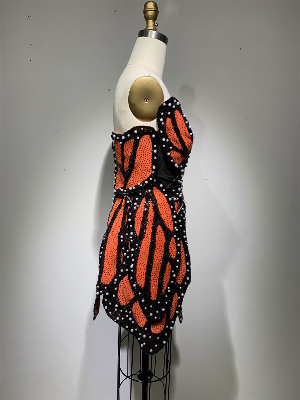 Robe Courte Asymétrique en Coton Orange pour Femme TP-TG