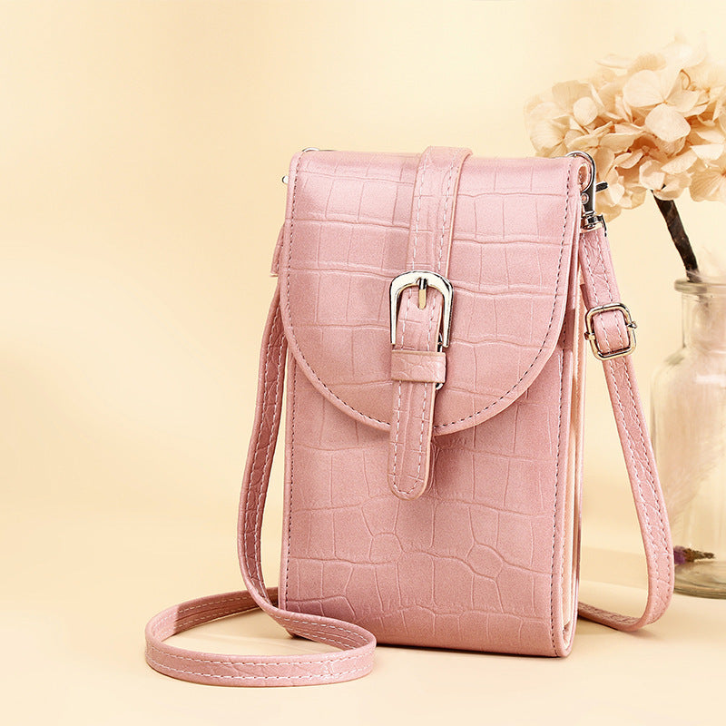 Custom Leather Medium Square Shoulder Bag with Buckle for Mobile Phone