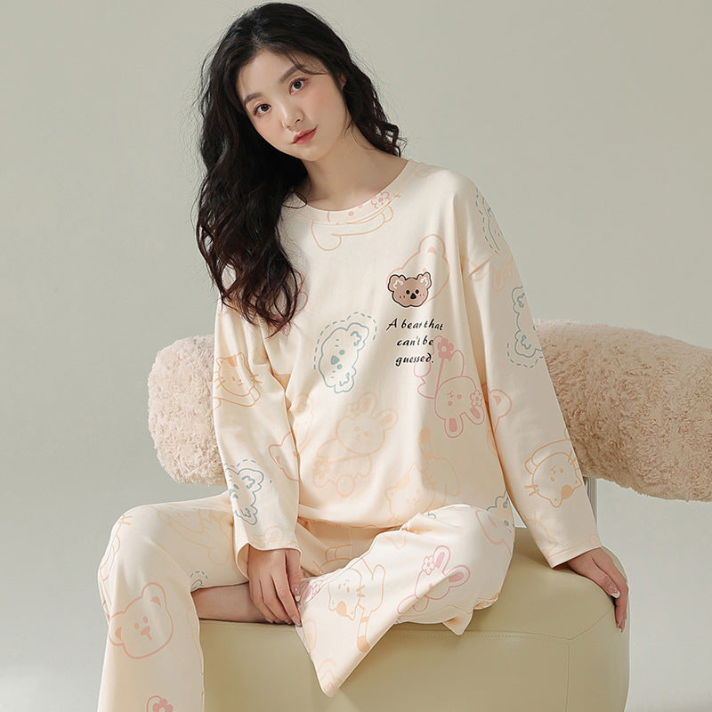 Vêtements d'intérieur en coton à manches longues avec motif de dessin animé pour le printemps et l'automne