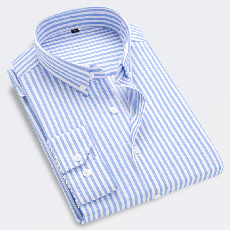 Men's Slim Long-Sleeve Casual Striped Shirt