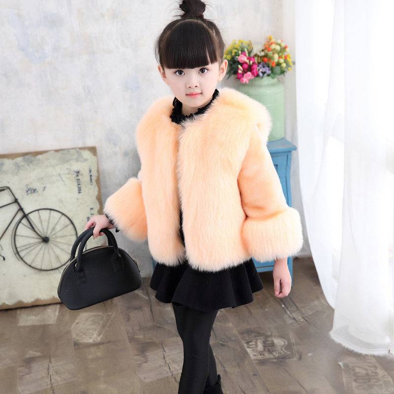 Girls' Faux Fox Fur Thickened Cotton Coat for Kids
