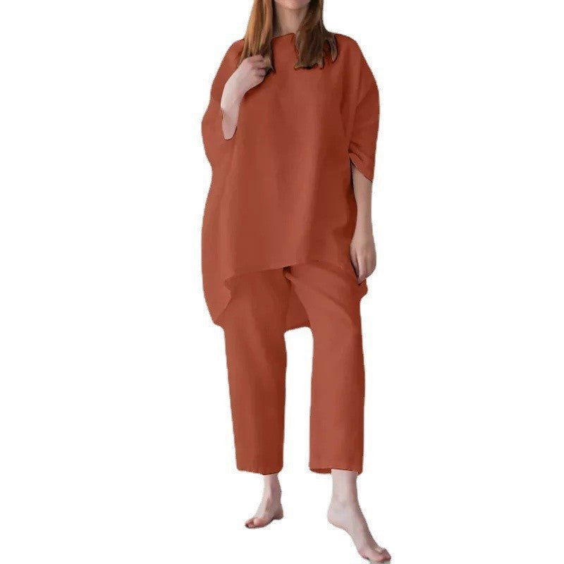 Women's Loose Fit Cotton Linen Two-Piece Set