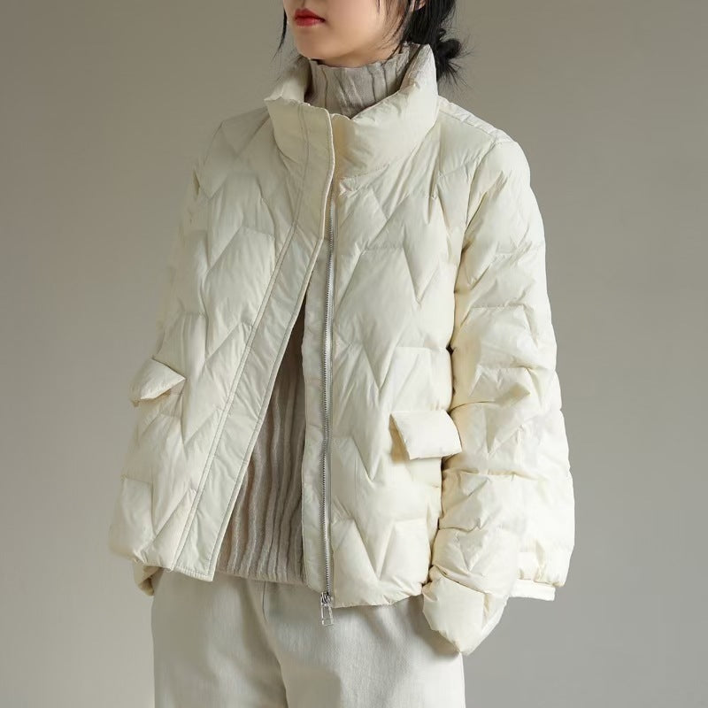 Pure Color All-Match Commuter Zipper Down Jacket