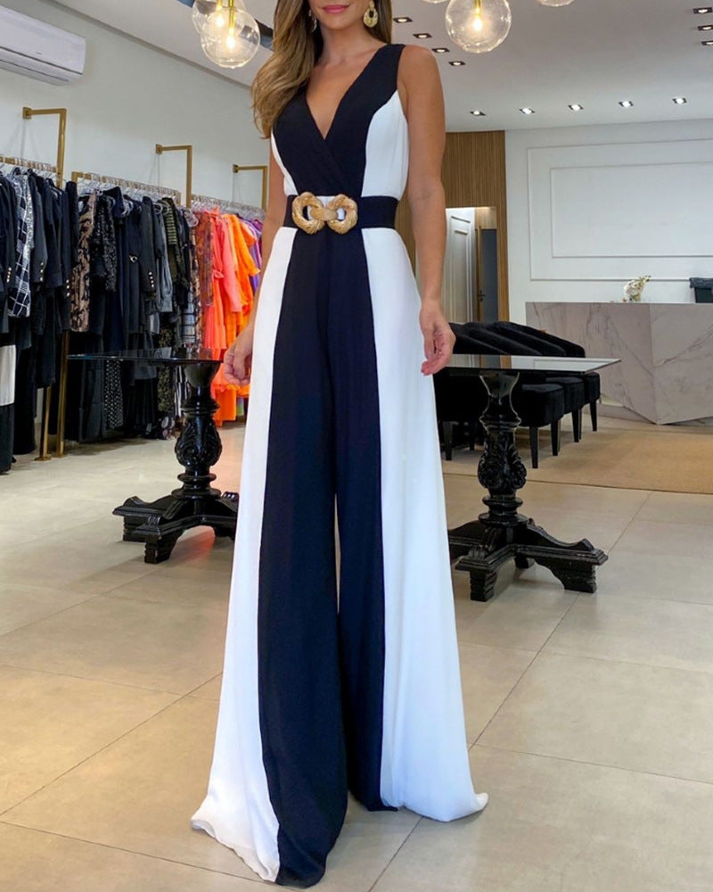 Pantalon une pièce colorblock pour femme