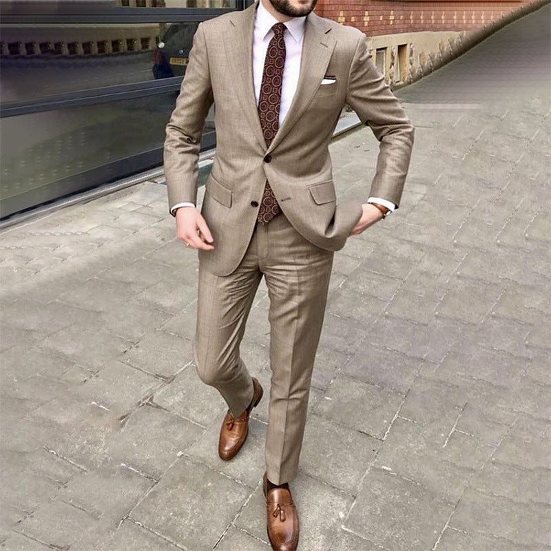 Slim Fit Two-Piece Formal Suit in Solid Colors