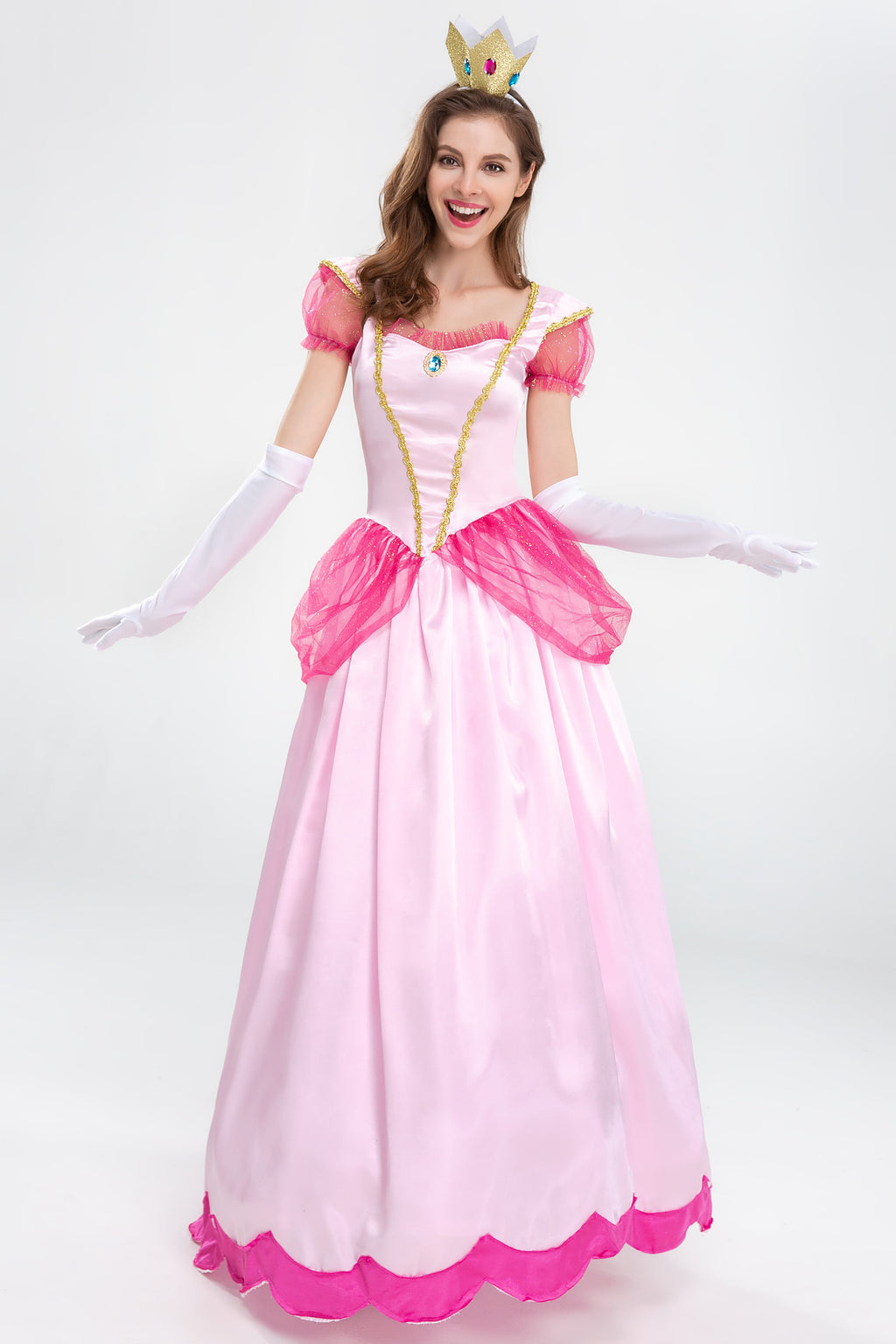 Halloween Princess Dress Costume with Crown & Gloves for Stage Party