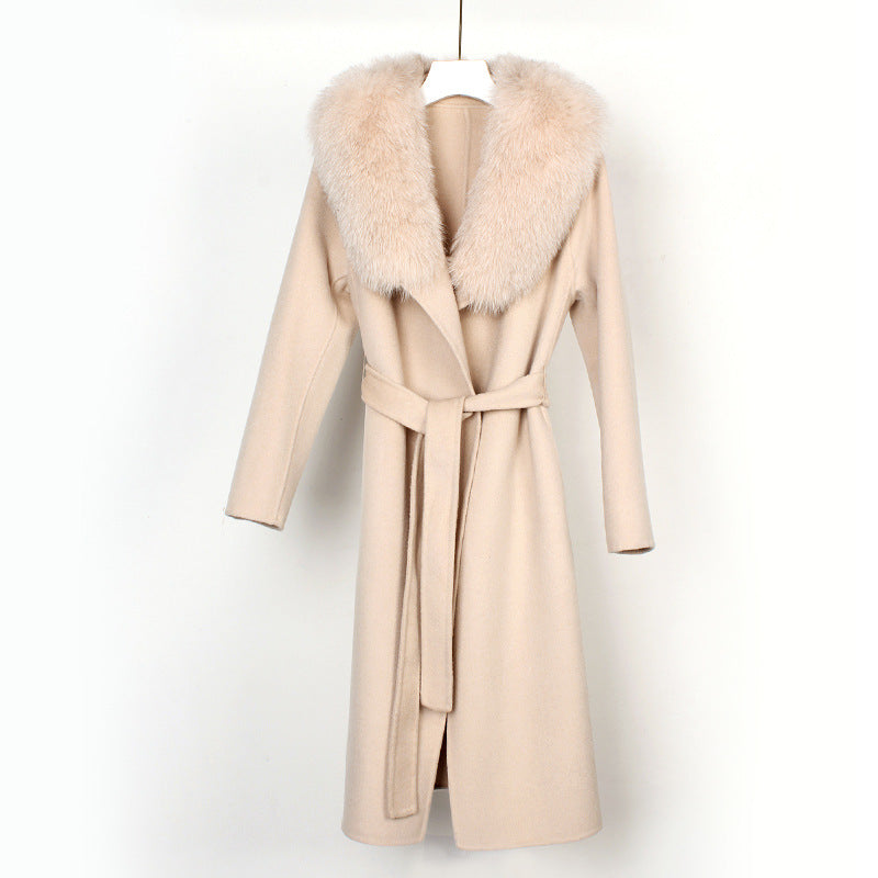 Wool Double-Faced Overcoat with Belt Slim Fit Autumn Winter