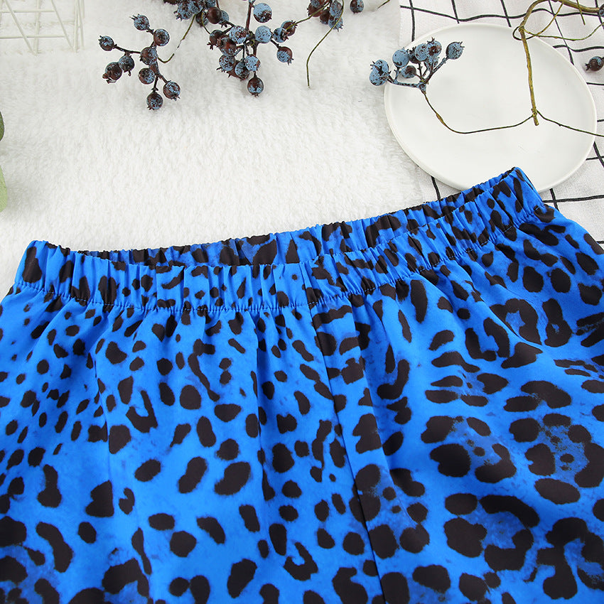 Leopard Print Satin Pajama Set for Women
