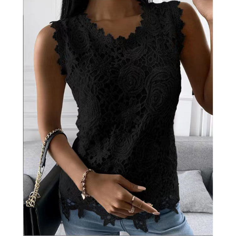 Women’s Floral Lace Vest Summer Top S-5XL