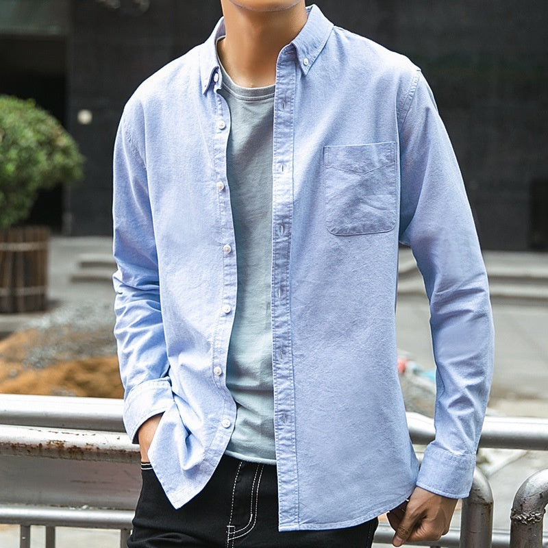 Men's Cotton Oxford Long Sleeve Business Casual Shirt