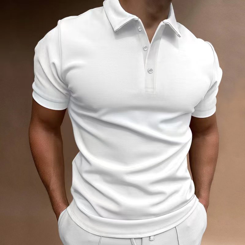 Men's Loose Cotton Blend Button T-Shirt, Short Sleeve, Multiple Colors