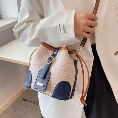 One-Shoulder Crocodile Pattern Bucket Bag Withdrawable Handbag