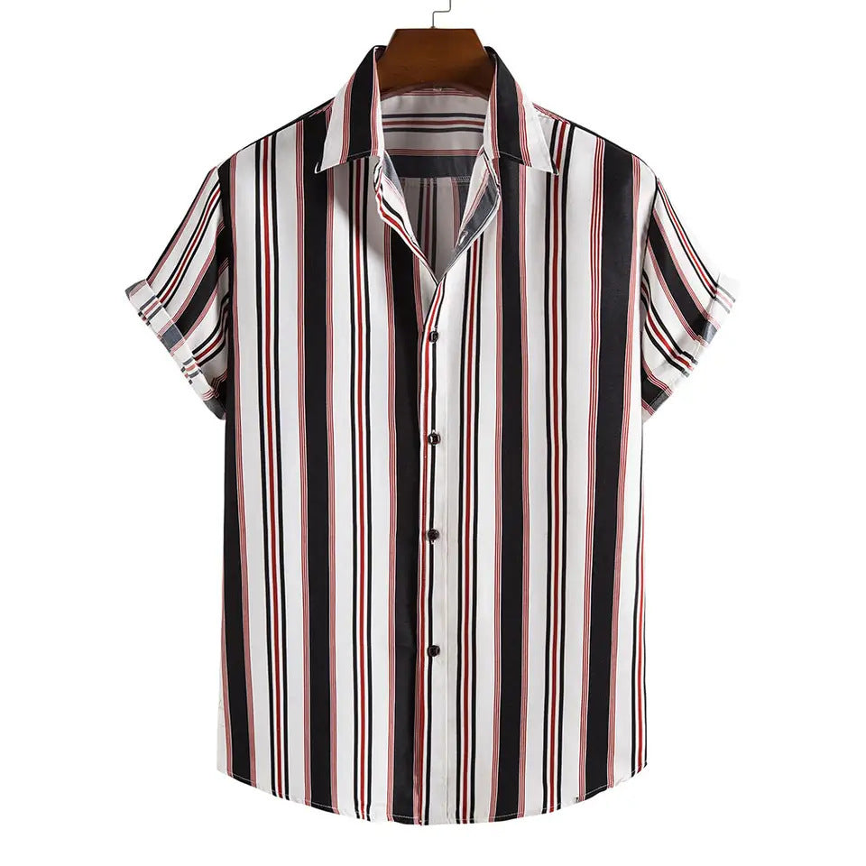 Chemise d'été rayée à manches courtes pour homme, tailles S-XXXL