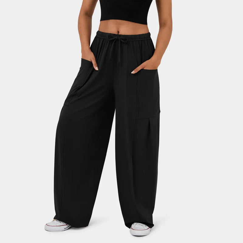 Elastic Waist Pleated Wide Leg Pants - Stylish & Fashionable