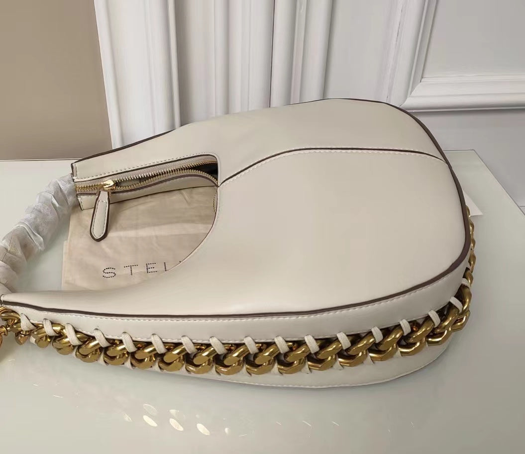 Women's Genuine Leather One Shoulder Handbag 28cm Oval Zipper Bag
