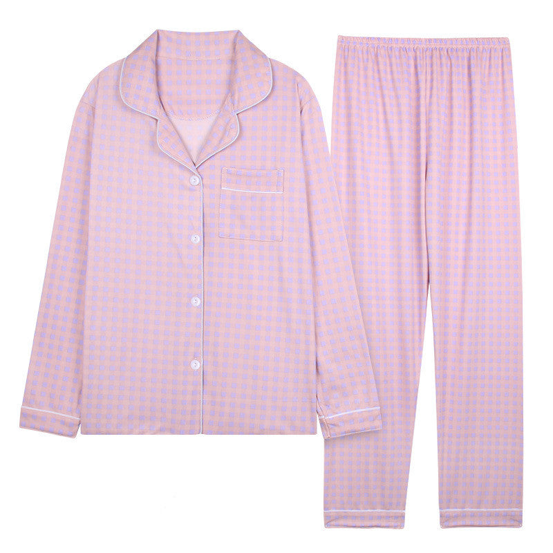 Pyjama femme, cardigan à manches longues et col à revers, ensemble deux pièces, grandes tailles