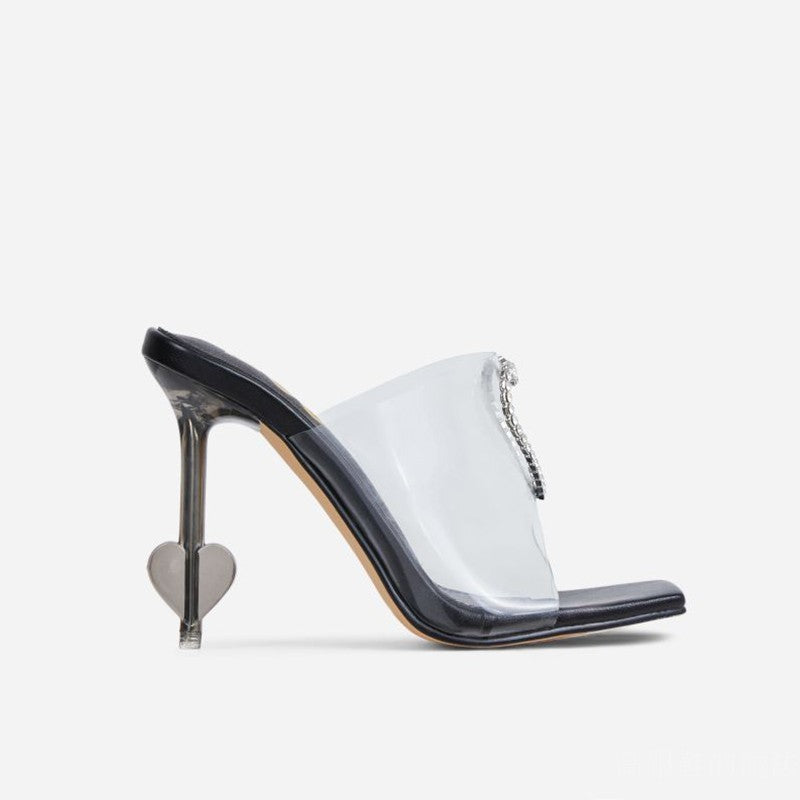 European & American Women's Transparent High Heel Sandals with Buckle, Sizes 35-41