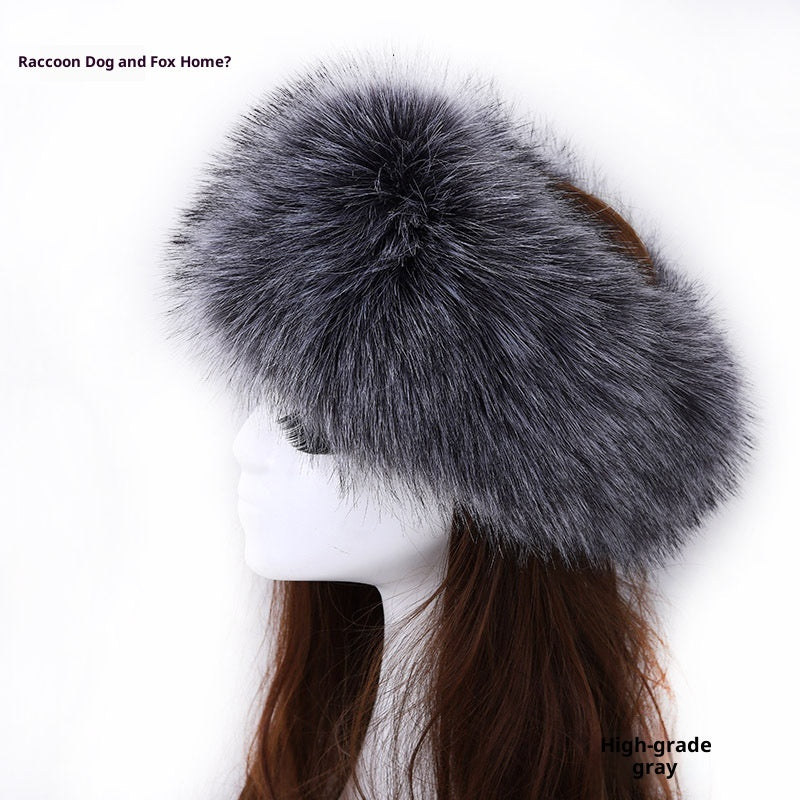 Elastic Faux Fox Fur Headband for Women – Winter Warmth & Windproof