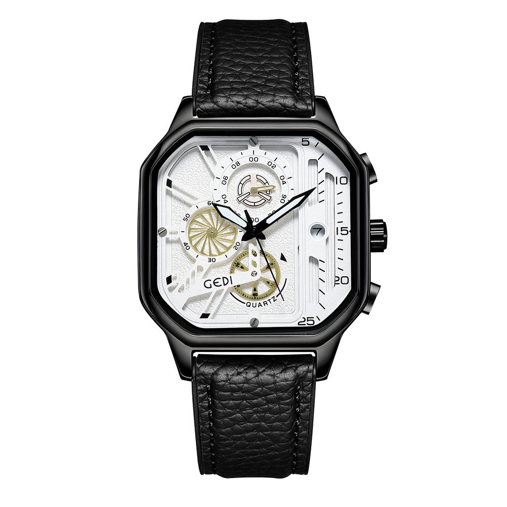 Men's Waterproof Quartz Watch with Luminous Dial 43mm