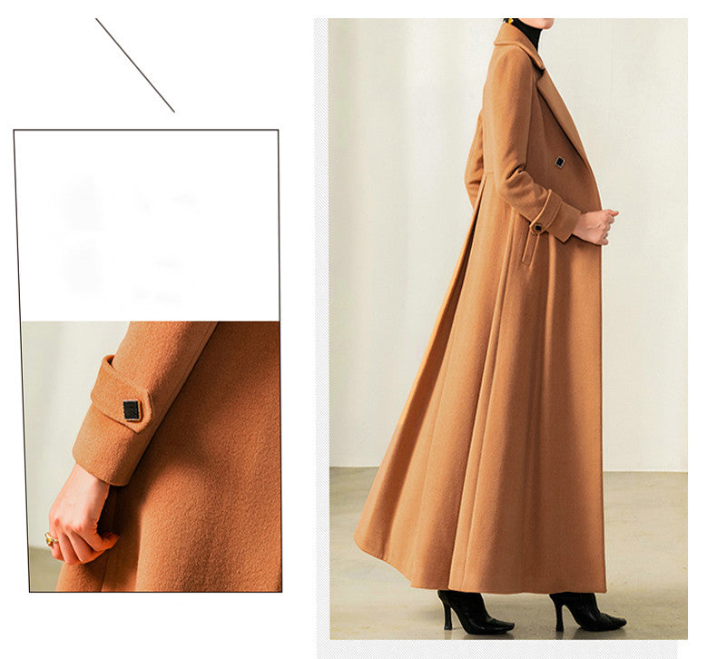 High Sense 100-Faced Woolen Coat Double Breasted Suit Collar