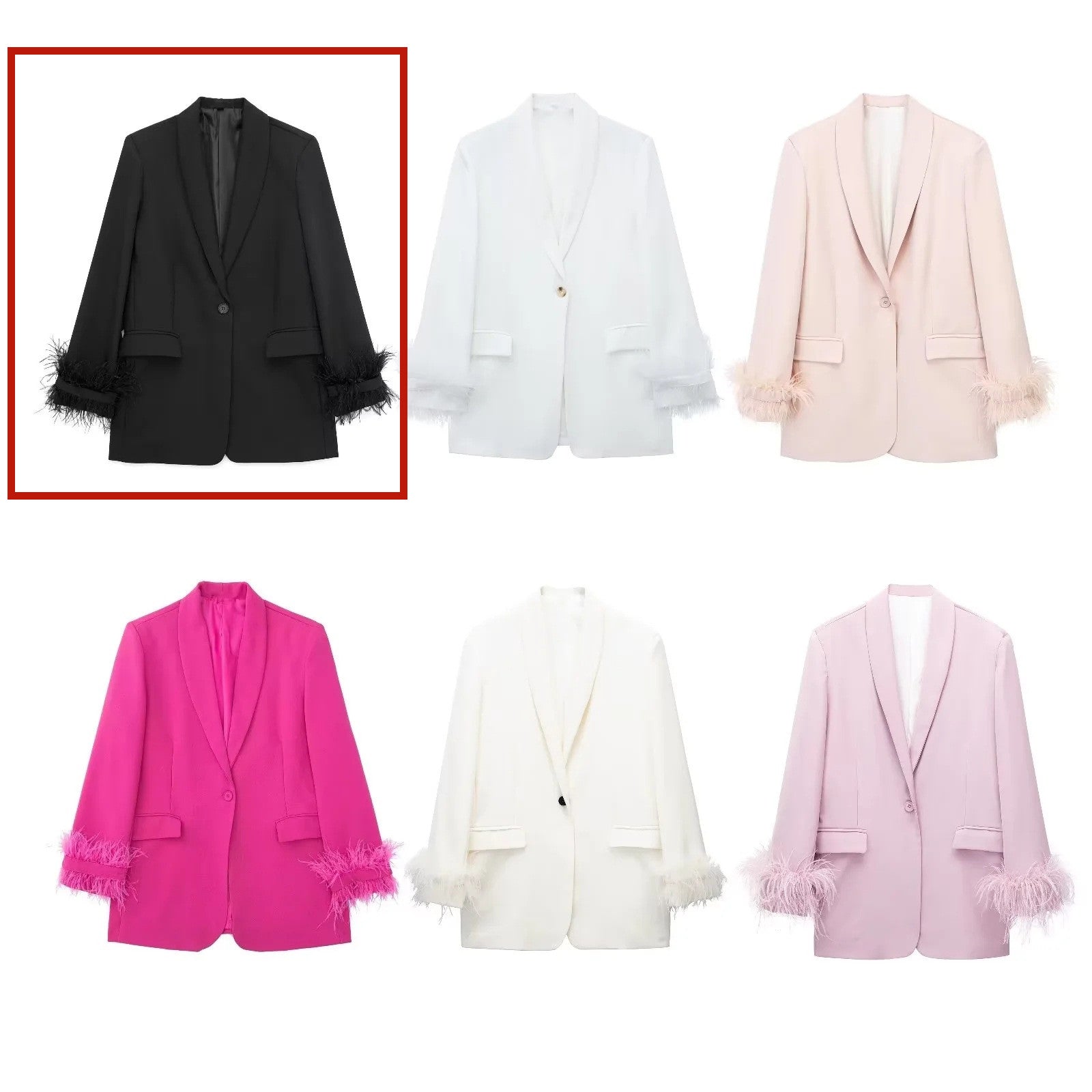 Women's Feather-Decorated Straight Suit Coat - All-Match Fashion