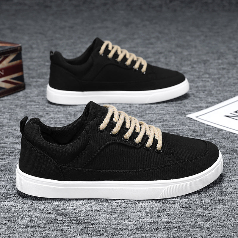 Men's Versatile Flat Youth Sneakers in Black and Brown