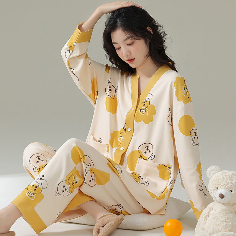 Ensemble de vêtements d'intérieur décontracté pour femme avec imprimé ours de dessin animé