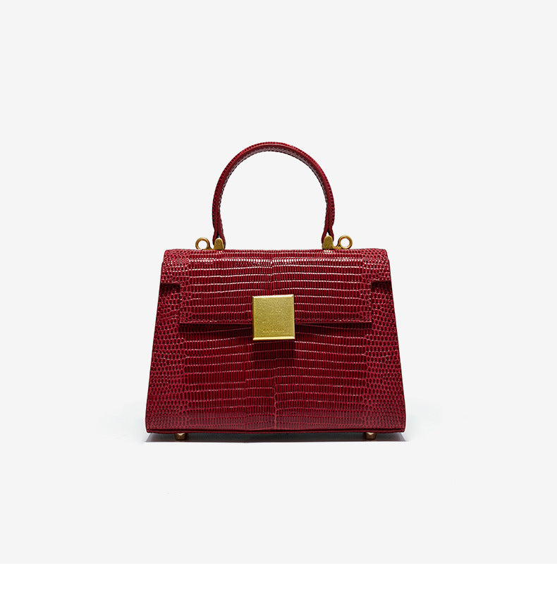 Bordeaux Red Vintage Leather One-Shoulder Messenger Bag