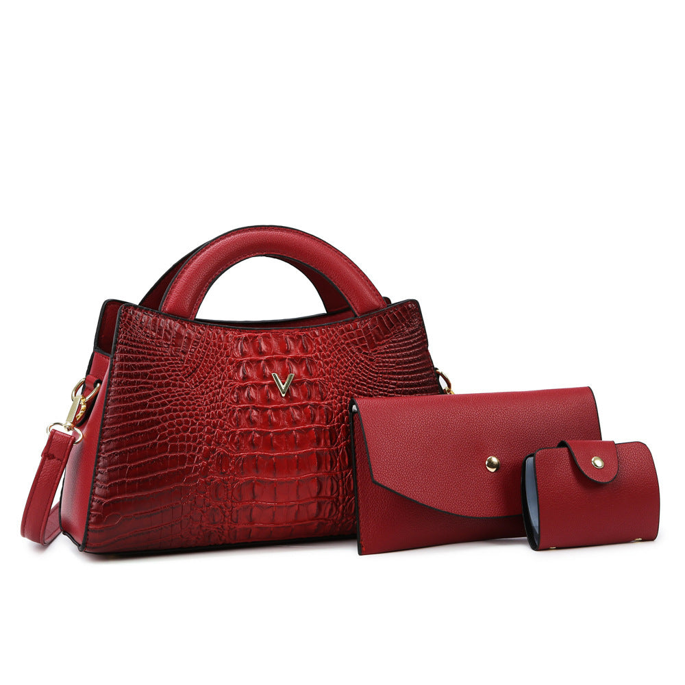 Women's Crossbody Leather Crocodile Pattern Shoulder Handbag