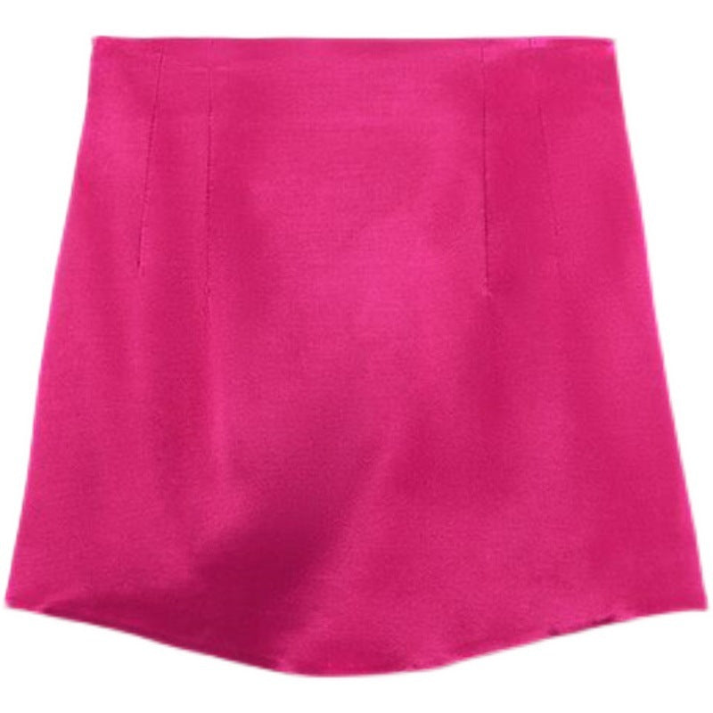 Women's Silk Blend Satin Texture A-Line Mini Skirt