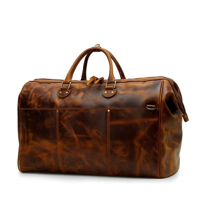 Men's Large Capacity Genuine Leather Travel Bag Cowhide Waterproof