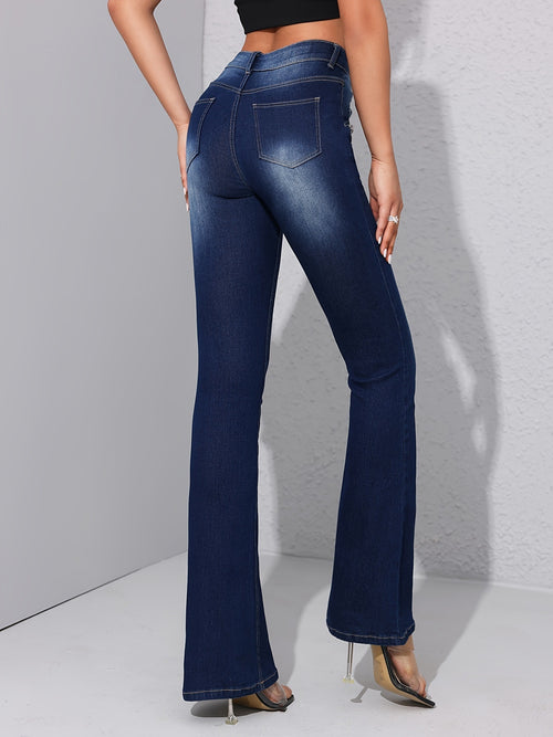 High-Waisted Blue Denim Jeans for Women Slimming Fit