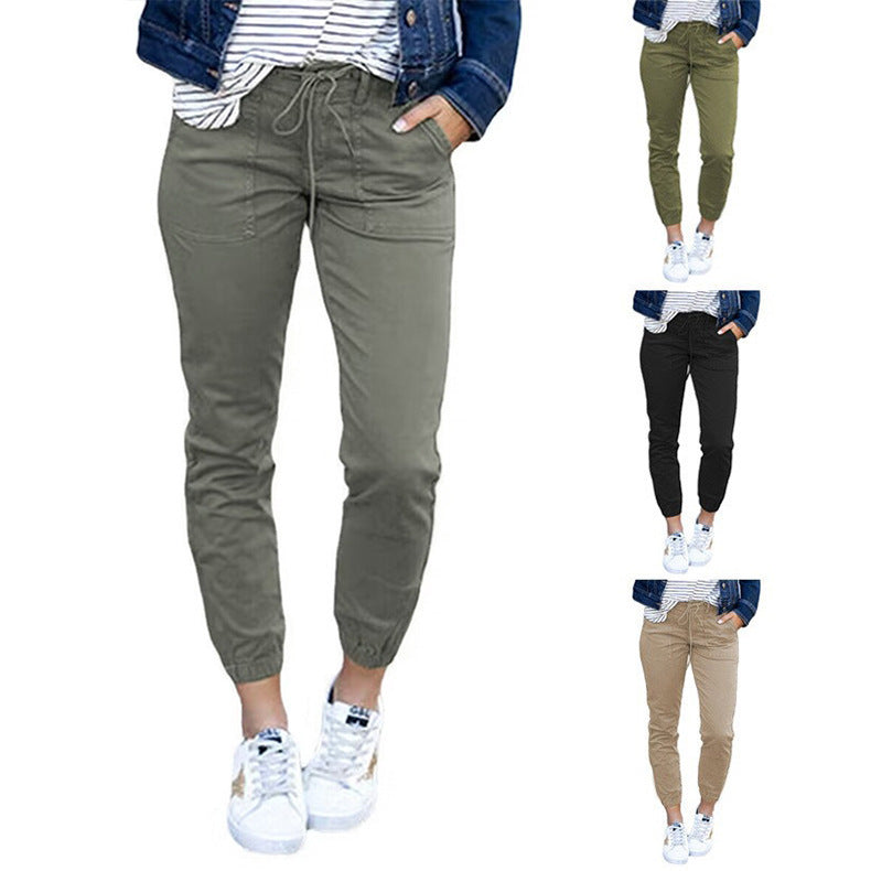 Women's Slim-Fit Cropped Pocket Pants in Gray, Green, Black & Khaki
