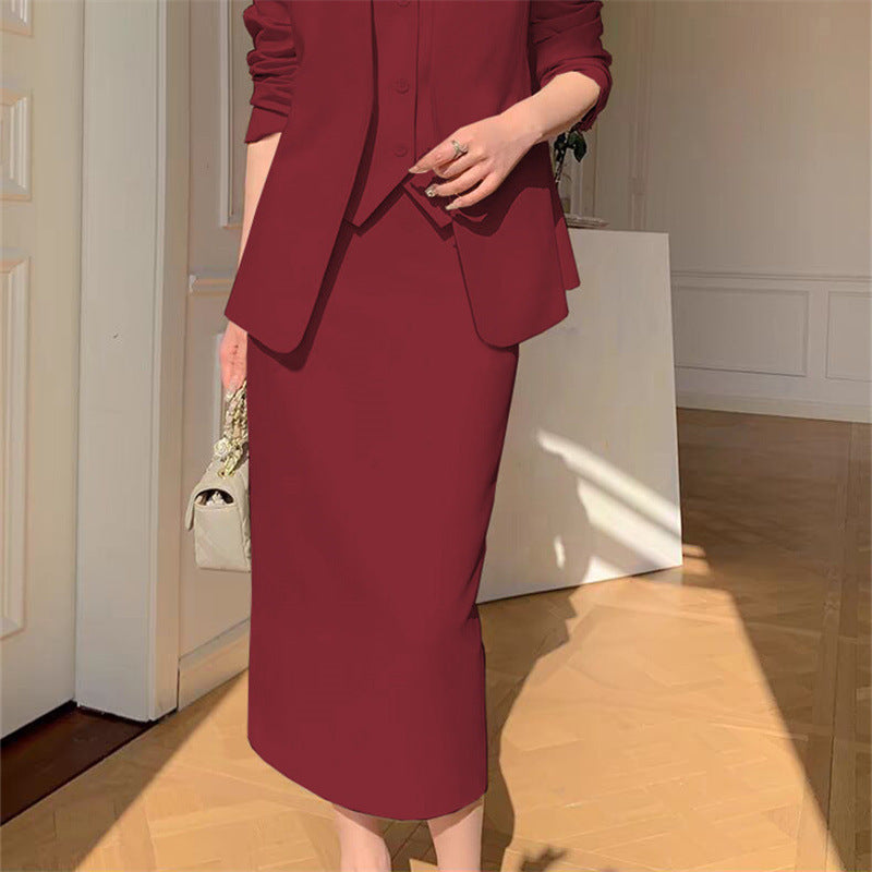 Slimming Loose-fitting Casual Suit Skirt Two-piece Set