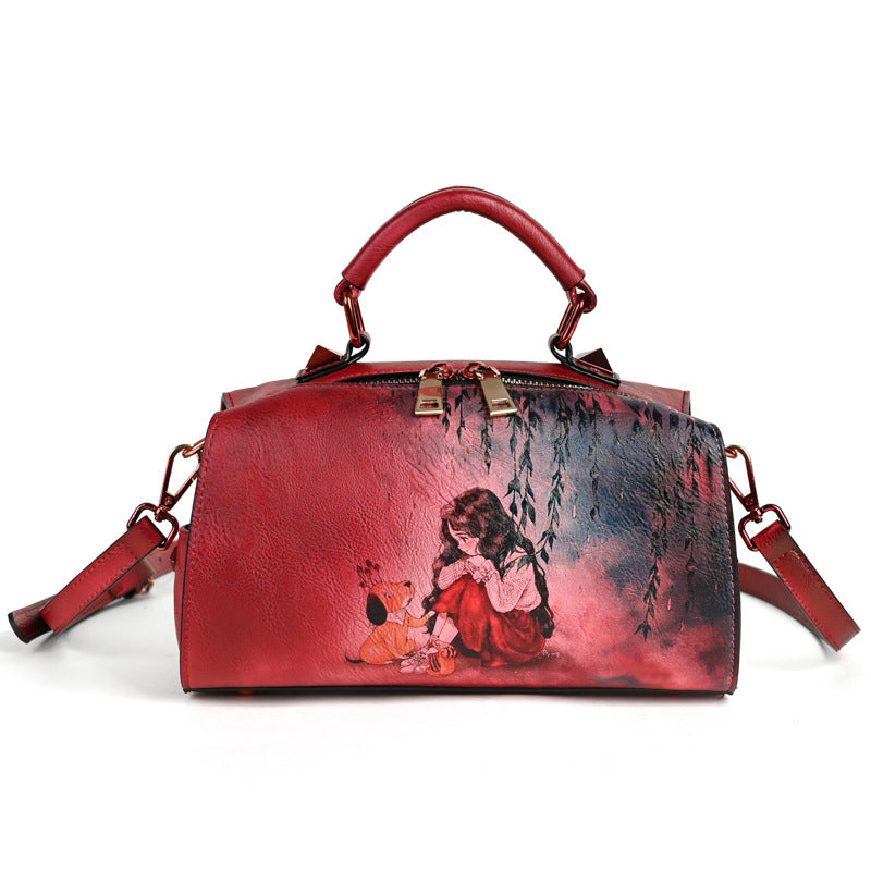 Sac à bandoulière multifonctionnel grande capacité pour femmes à dégradé dessiné à la main