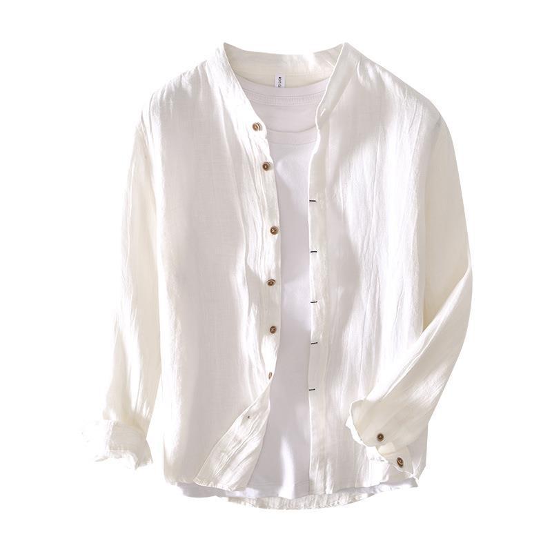 Chemise de Loisirs Unie à Manches Longues en Lin