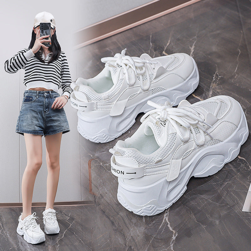 Height Increasing White Dad Shoes Casual Sneakers for Students