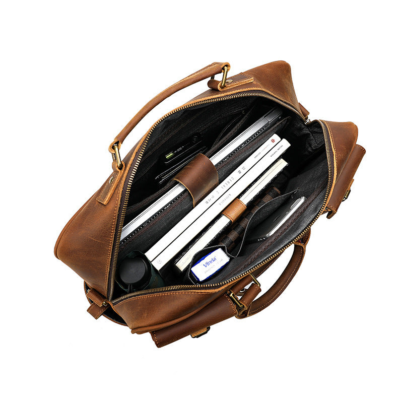 Men's Large Capacity Top Layer Cowhide Leather Messenger Bag