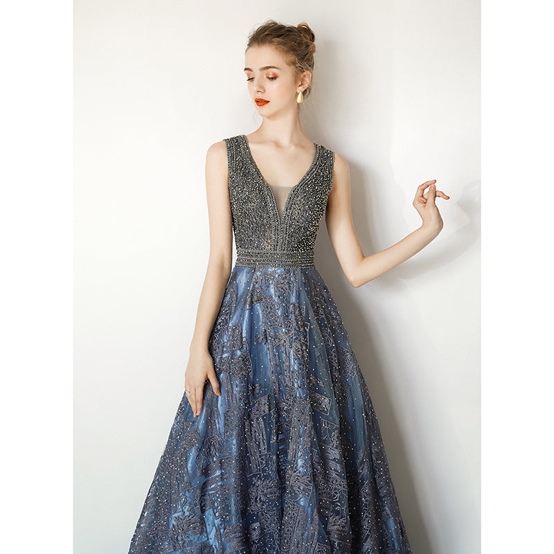 Women's Temperament Long Section Noble Thin V-neck Dress