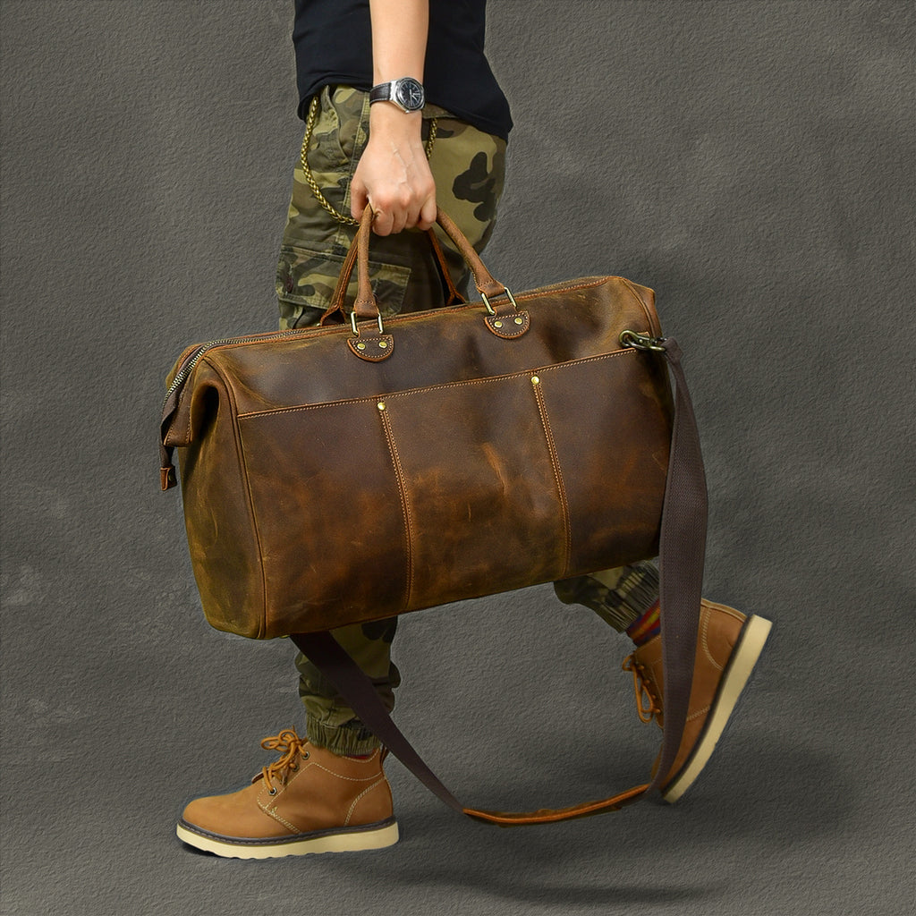 Men's Large Capacity Genuine Leather Travel Bag Cowhide Waterproof