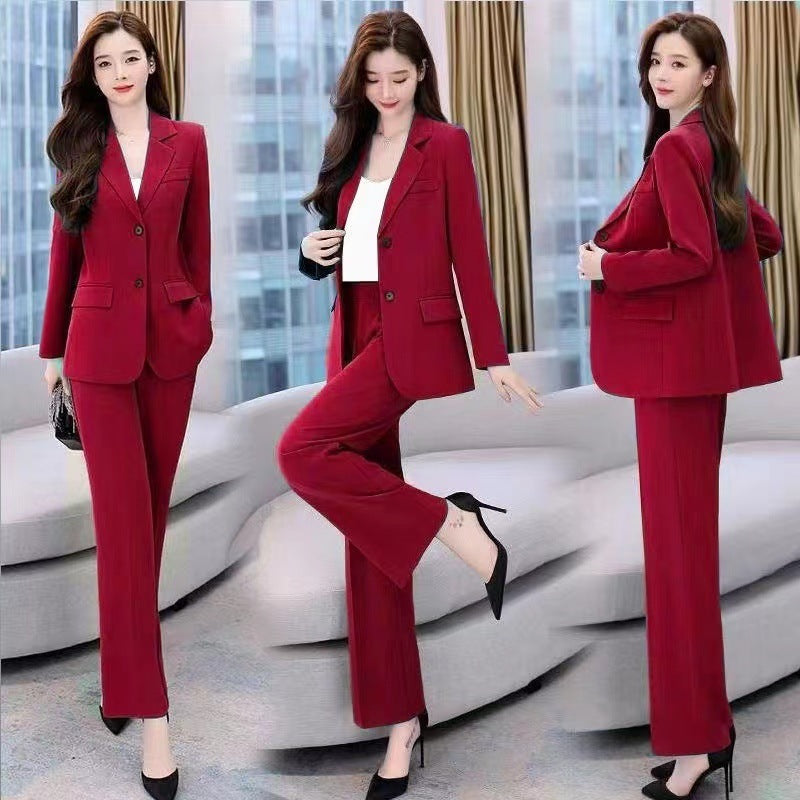 Tailleur pantalon deux pièces pour femme à jambes larges
